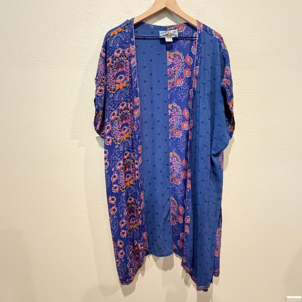 TIENDA HO Women Kimono Free Size Boho Floral Patchwork Eyelet Embroidered